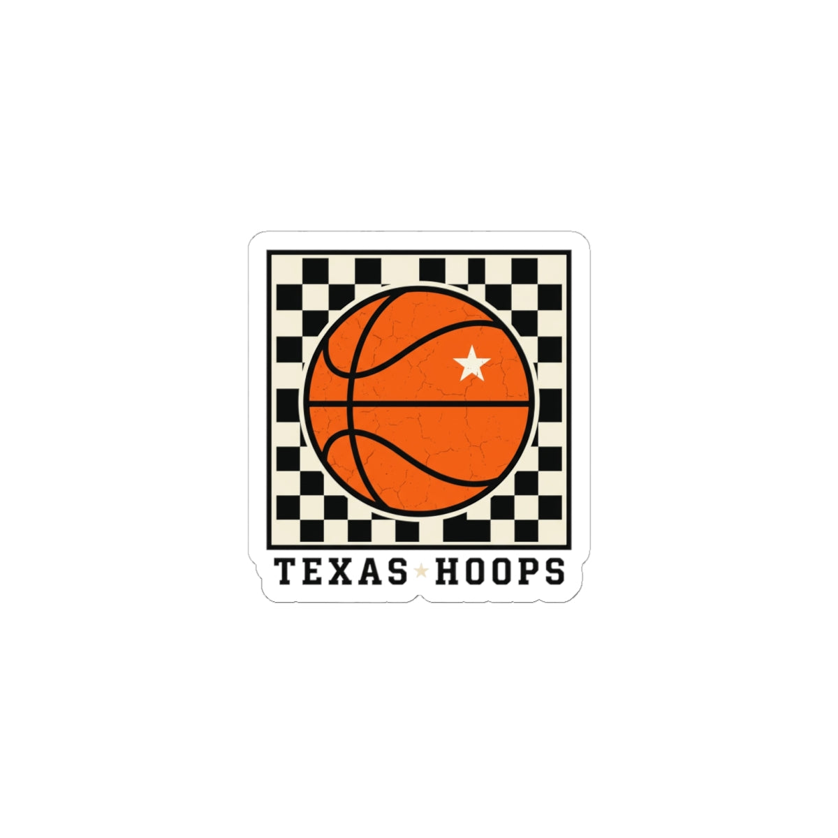 Texas Hoops Basketball Sticker | Western Typography, State Pride