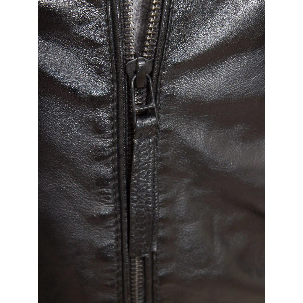 MEN BLACK LEATHER BIKER JACKET CAMERON