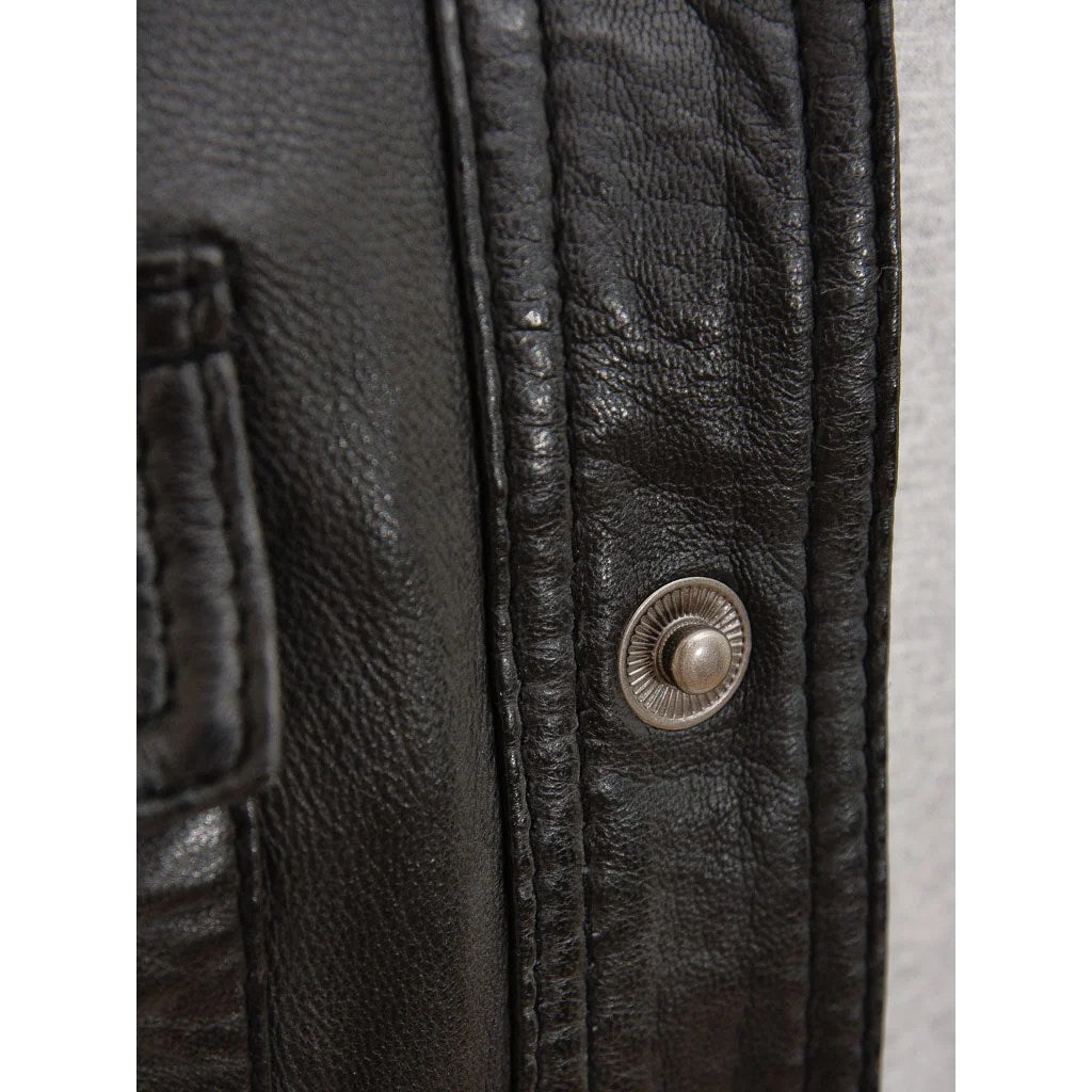 MEN CLASSIC BLACK LEATHER SHIRT HERMON